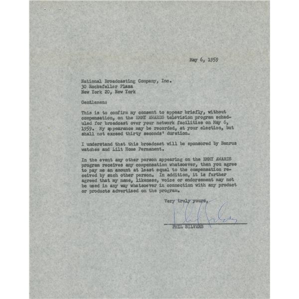 Phil Silvers signed letter