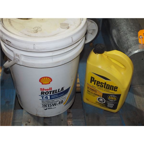 Pail Of Oil & 1 Jug Of Antifreeze