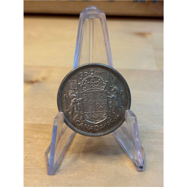 Lot 24-1) 50c Canadian coin 1956