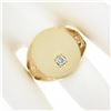 Image 3 : Men's 14K Gold 0.17 ctw Diamond Engraveable Firefighter Textured Oval Signet Rin