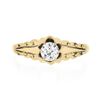 Image 4 : Antique 14k Gold 0.30 ctw Old European Diamond Engagement Ring w/ Repousse Sides