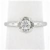 Image 2 : Vintage 14k White Gold 0.39 ctw Diamond Cluster Solitaire Engagement Promise Rin