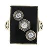 Image 5 : Vintage 10k White Gold Rectangular Black Onyx w/ Diamond Open Work Sides Ring