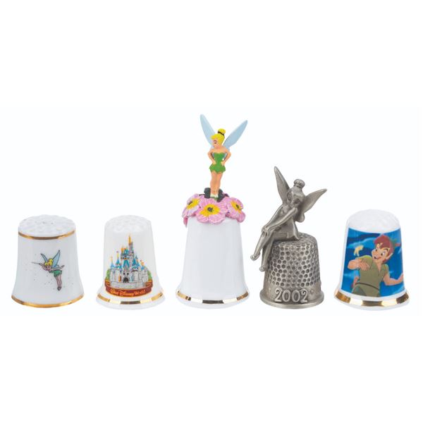A Collection of Five Tinker Bell Thimbles.