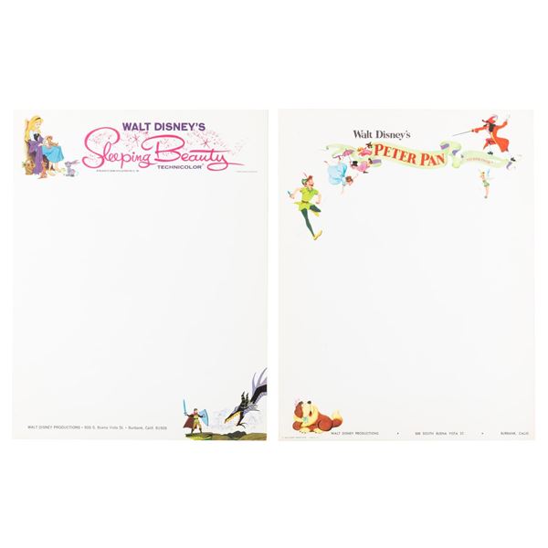 Disney Studio "Peter Pan" and "Sleeping Beauty" Stationery.