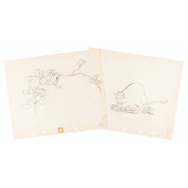 A Pair of Production Drawings from "Mickey's Rival."