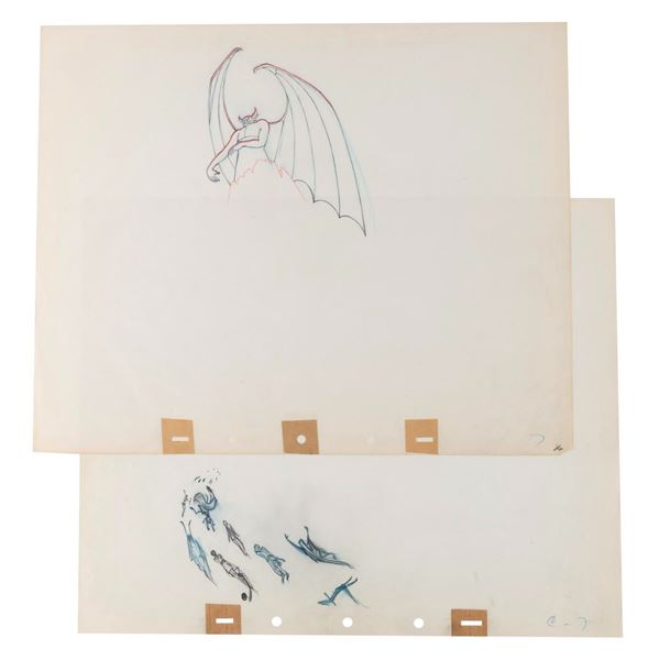 A Pair of “Fantasia” Chernabog and Ghosts Production Drawings.