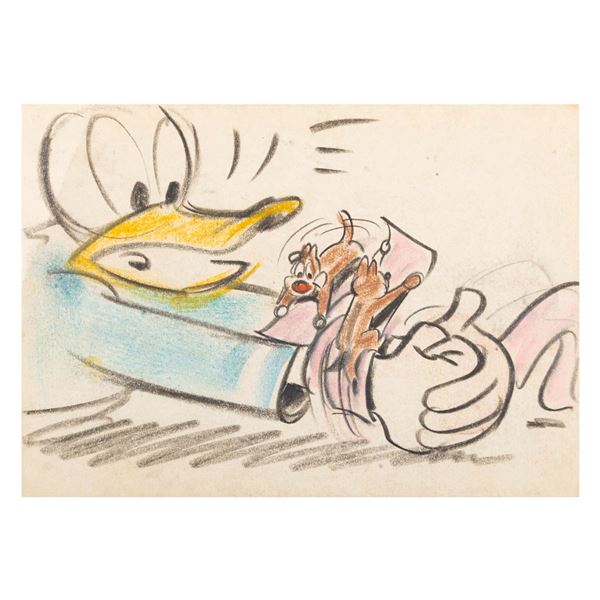 A Donald with Chip and Dale Storyboard Panel.