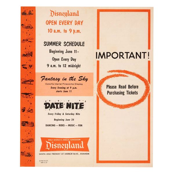 A Disneyland Date Nite Ticket Brochure.