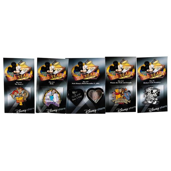 Five “Walt Disney’s 100 Years of Dreams” Pins.