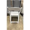 Image 2 : STACK OF 25 WHITE PLASTIC FOLDING EVENT / BANQUET CHAIRS ON MOBILE CHAIR CART *CART INCLUDED*