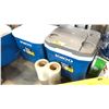 Image 2 : 3 IGLOO PORTABLE COOLERS AND 2 ROLLS OF PLASTIC
