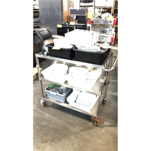 STAINLESS STEEL 40" MOBILE CART WITH CONTENTS