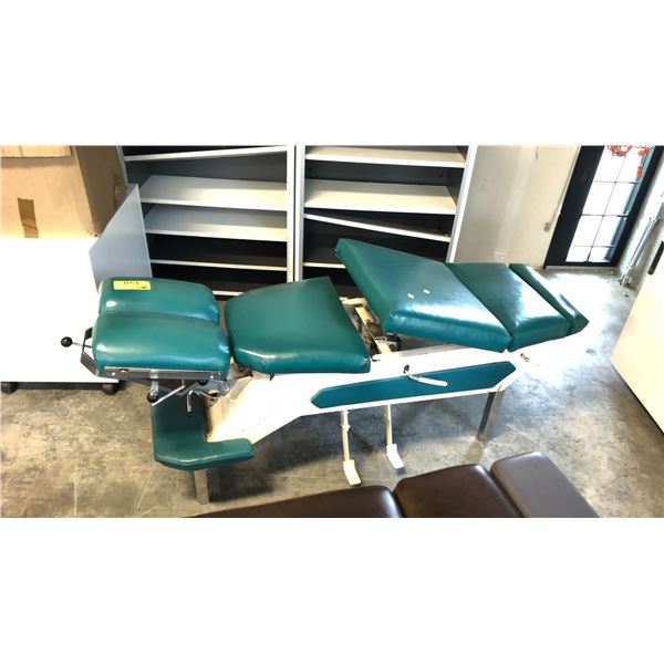 GREEN LEATHER ANGLE ADJUSTABLE METAL MASSAGE TABLE