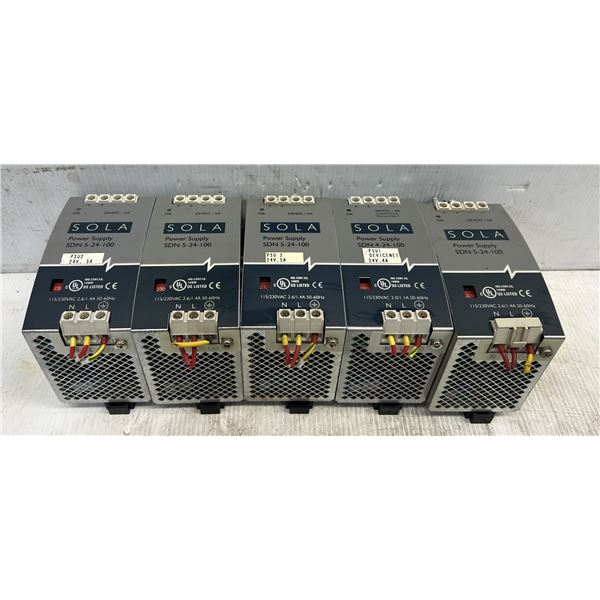 Lot (5) Sola Power Supplies #SDN 5-24-100 & #SDN 4-24-100