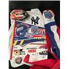 Image 1 : LOT OF 4 VINTAGE FOOTBALL FLAGS, AUTOGRAPHED WILSON FOOTBALL, NEW YORK YANKEES JERSEY