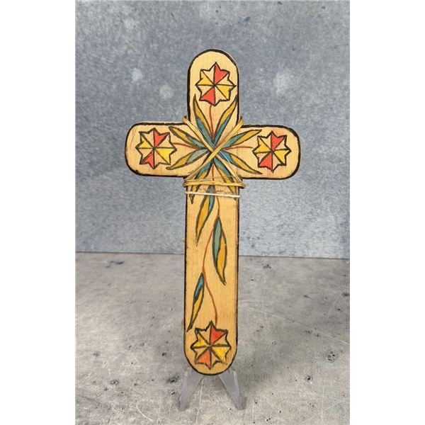 Navajo Pueblo Indian Painted Wood Cross