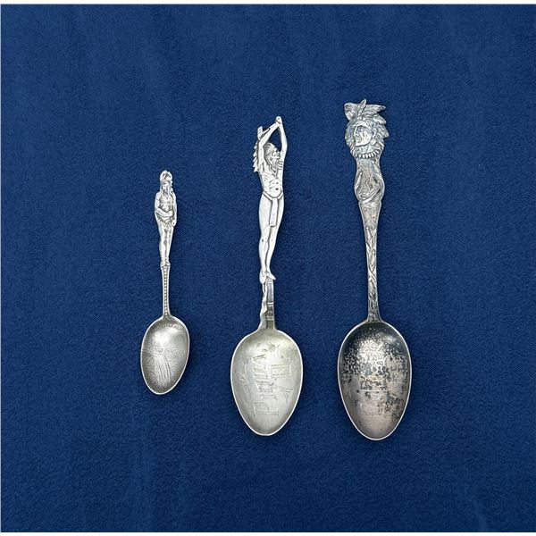 Sterling Silver Indian Chief Souvenir Spoons
