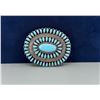 Image 1 : Zuni Petit Point Turquoise Sterling Belt Buckle