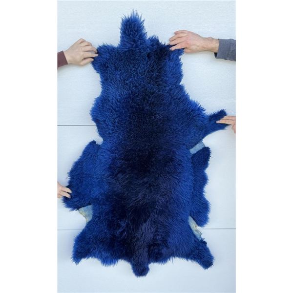 Blue Wool Sheep Skin Rug Hide