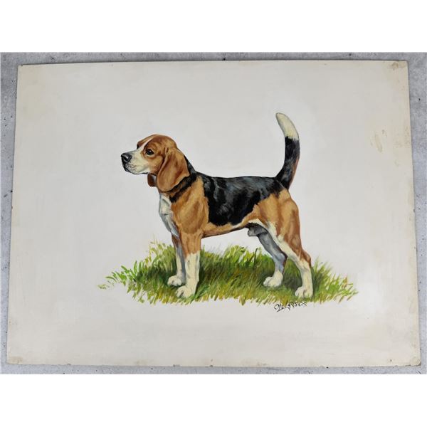 Ole Larsen Oil on Board Beagle Painting