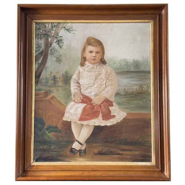 Antique American Folk Art Itinerant Child Painting