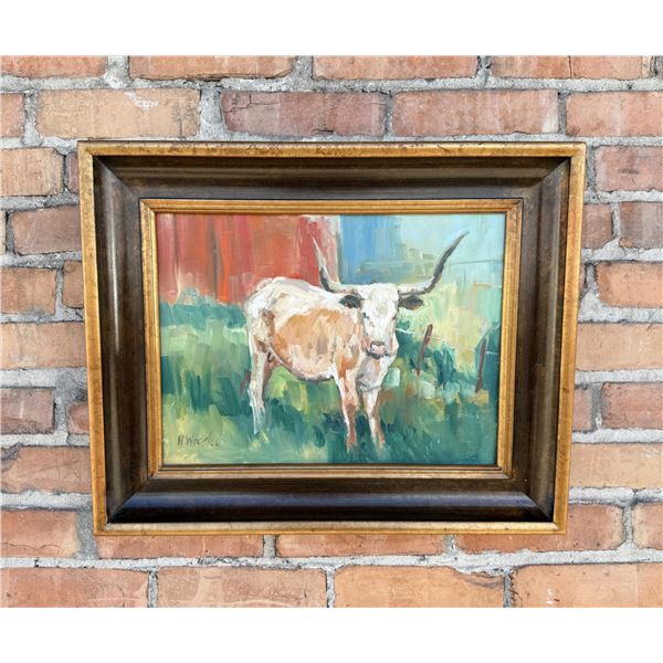 Brigitte Woosley Texas Steer Oil Painting