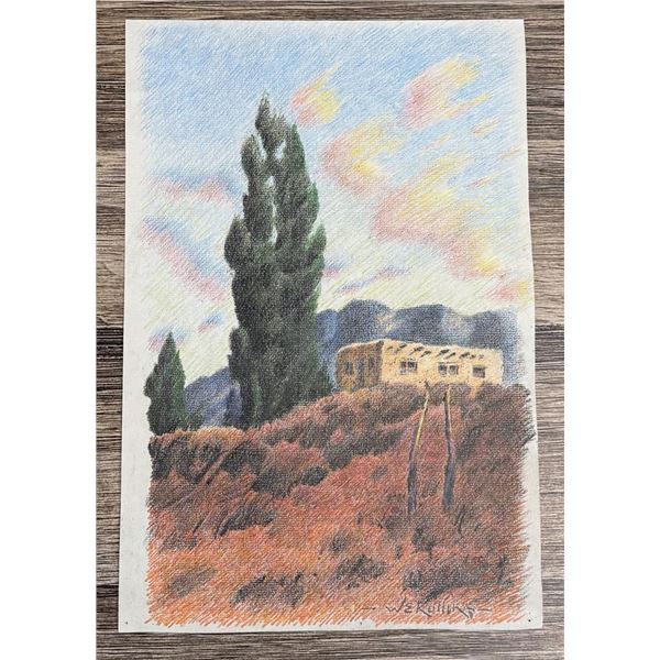 Warren Eliphalet Rollins Taos Pueblo Drawing