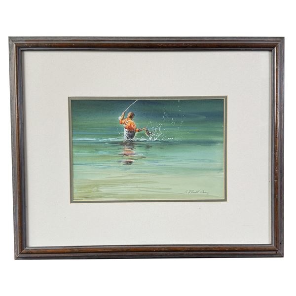 G. Russell Case Fly Fishing Watercolor Painting