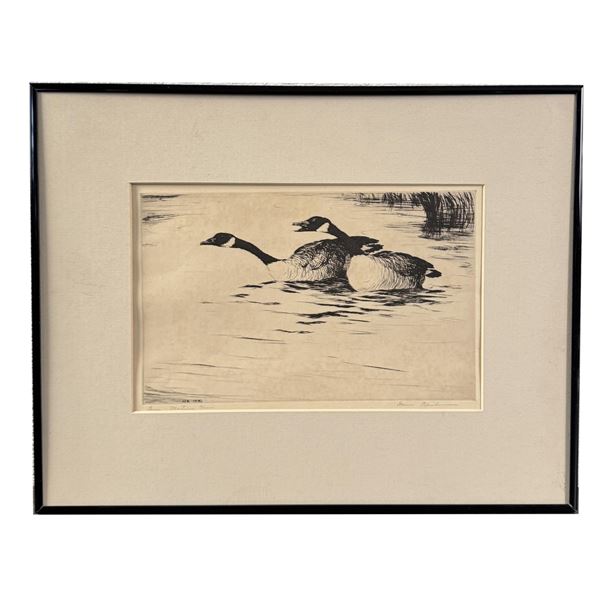 Hans Kleiber Geese Mating Time Etching