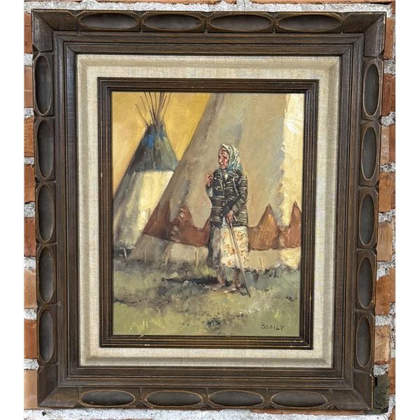 Sheryl Bodily Indian Camp Oil on Canvas Painting