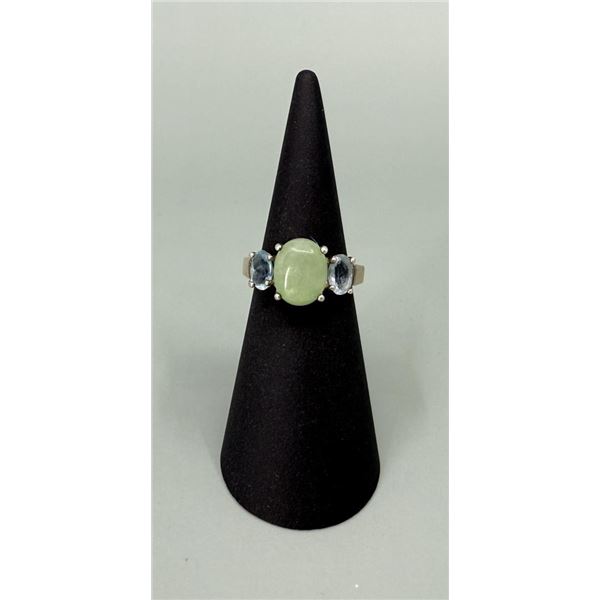 Jade & Topaz Sterling Silver Ring