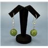 Image 1 : Sterling Silver Nephrite Jade Ball Earrings