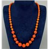 Image 1 : Art Deco Graduated Orange Glass Flapper Necklace
