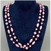 Image 1 : Art Deco Pink Blown Glass Flapper Necklace