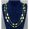 Image 1 : Art Deco Green Blown Glass Flapper Necklace