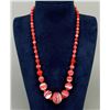 Image 1 : Art Deco Red Swirl Blown Glass Flapper Necklace