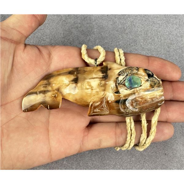 Alaskan Inuit Eskimo Carved Whale Necklace