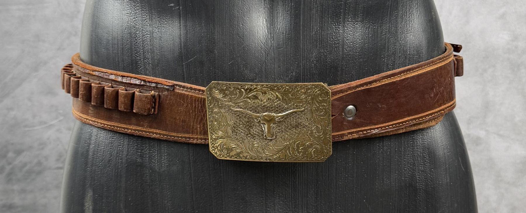 Cowboy Leather Gunfighter Ammo Belt Gun Rig