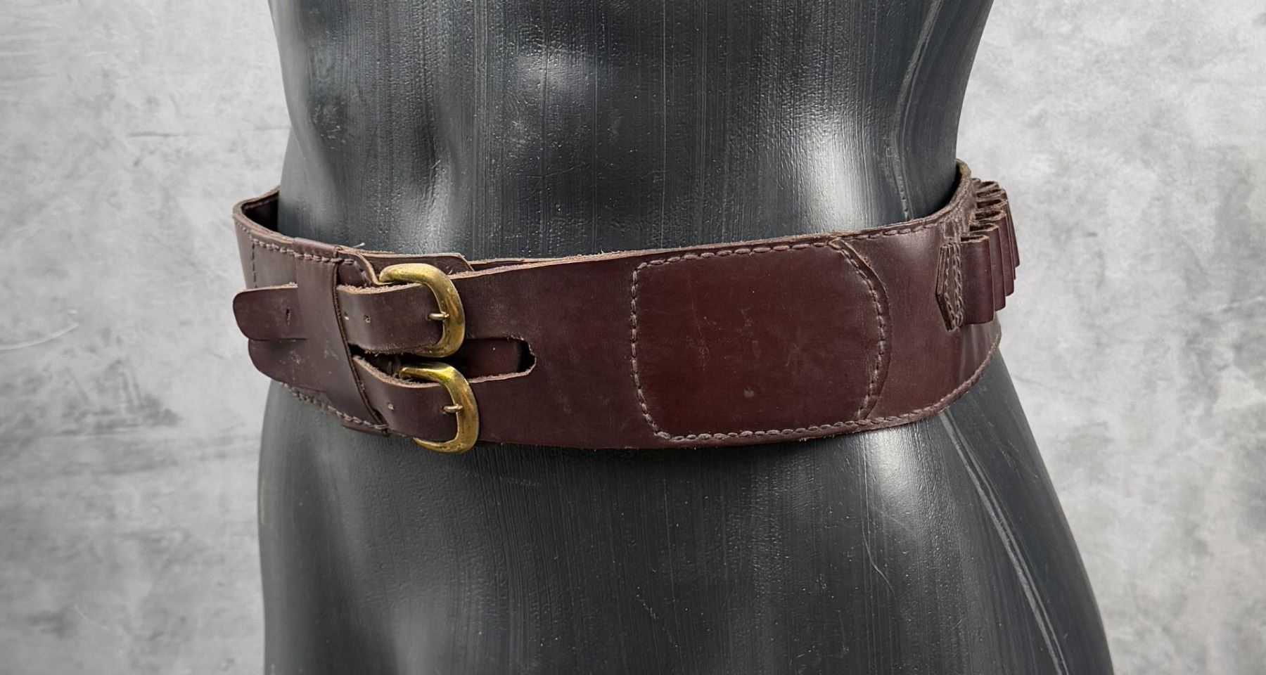 Cowboy Leather Gunfighter Ammo Belt Gun Rig