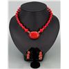 Image 1 : Art Deco Red Glass Flapper Necklace Earrings