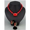Image 2 : Art Deco Red Glass Flapper Necklace Earrings
