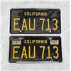 Image 1 : 1963 California Black & Yellow License Plate Set
