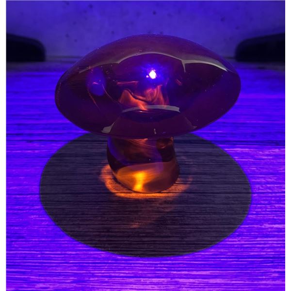 Viking Cadmium Orange Glass Mushroom Paperweight
