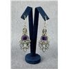 Image 2 : Sterling Silver Amethyst Opal Earrings