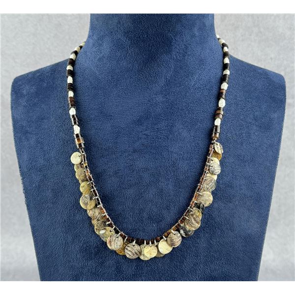 Shell Pearl and Heishi Necklace
