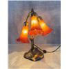 Image 1 : Tiffany Style Three Shade Lily Table Lamp