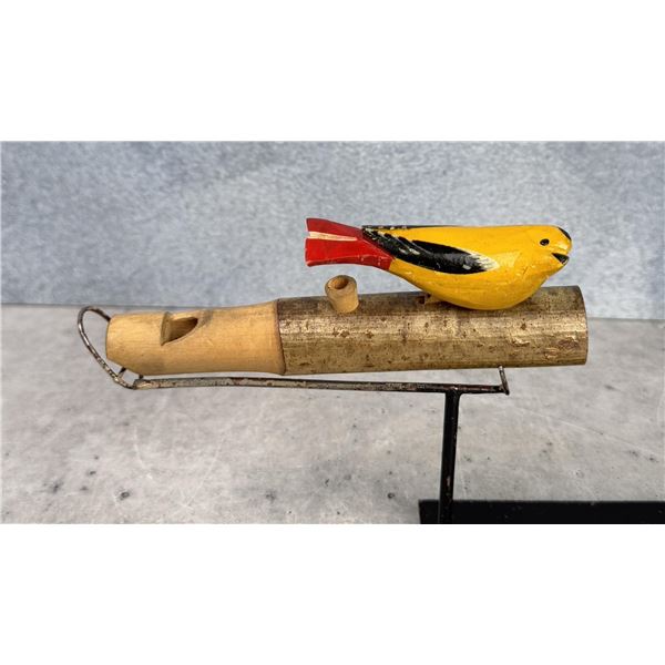 Swiss Folk Art Carved Wood Bird Whistle