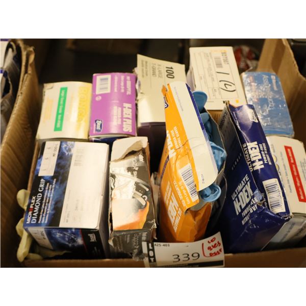 LOT DE 10 BTES DE GANTS JETABLES ASST