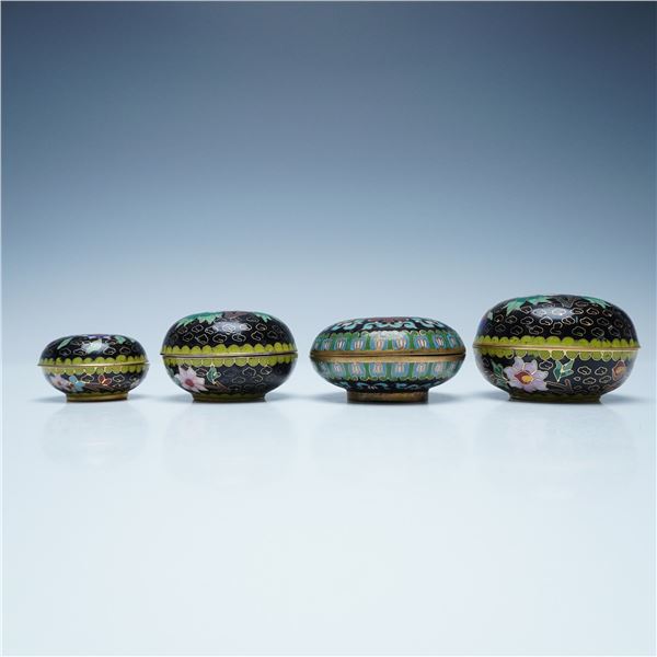4pc Chinese Cloisonne Lidded Boxes